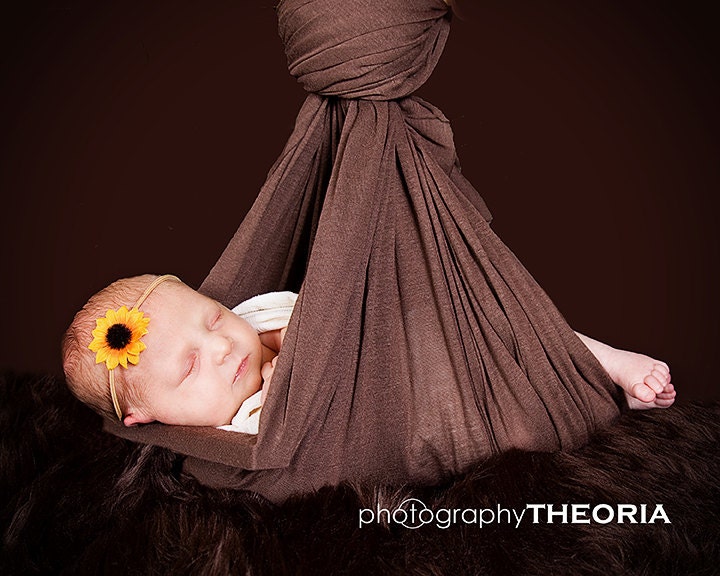 Sunflower Skinny Elastic Baby Girl Headband - Fall Flower Yellow Newborn Photo Prop - Ready to Ship