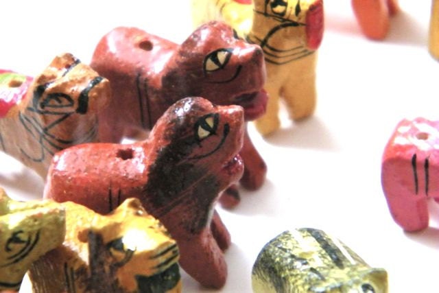 assorted animal beads - twenty (20) wooden