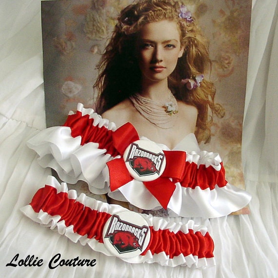 Razorbacks garter - Wedding garter set - Arkansas Razorbacks