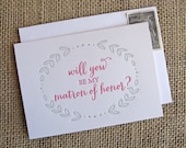 Will You Be My Matron of Honor: letterpress card