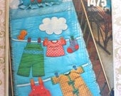 Vogue Baby Quilt and Pillow Sham Sewing Pattern UNCUT 1475 Little Vogue clothesline theme