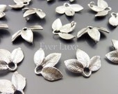 1516-MR (4 pcs) Matte Rhodium small three leaf connectors