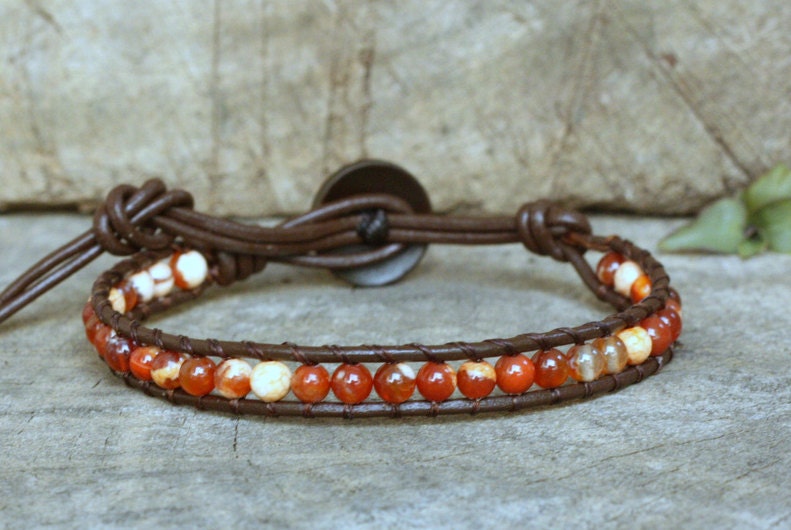 Carnelian Leather Bracelet