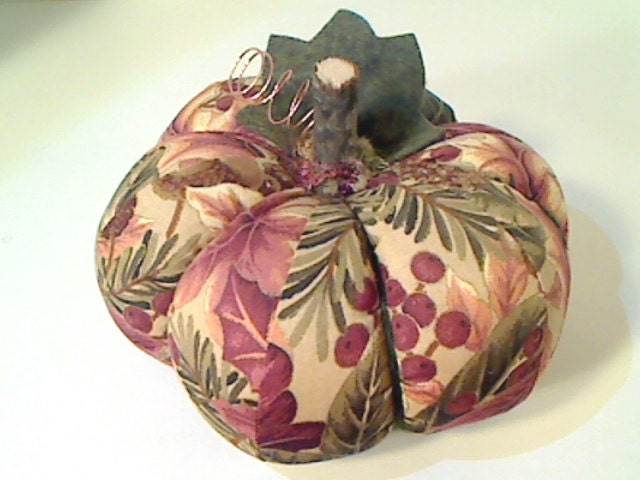 Autumn Pumpkin -- Size-7 --  Cotton Fabric Decoration -- Soft Sculpture -- N0.2