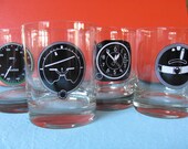 Vintage Airplane Instrument Panel Gauge Drinking Glasses Set of 4