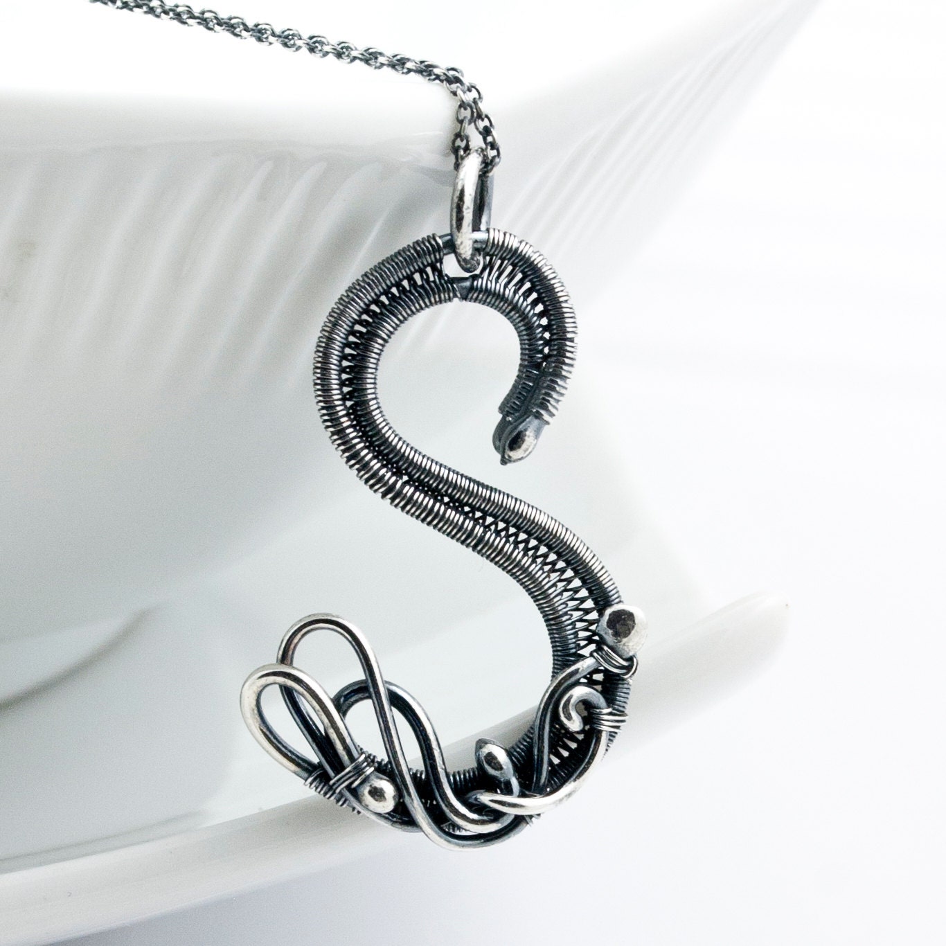 Fine Silver Monogram Initial Pendant - Letter S Pendant - Initial Jewelry