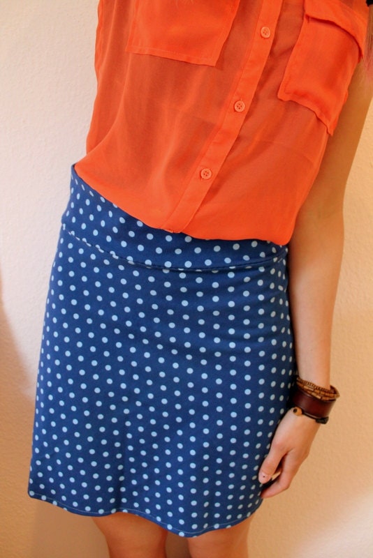 Polka Dots Skater Skirt in blue