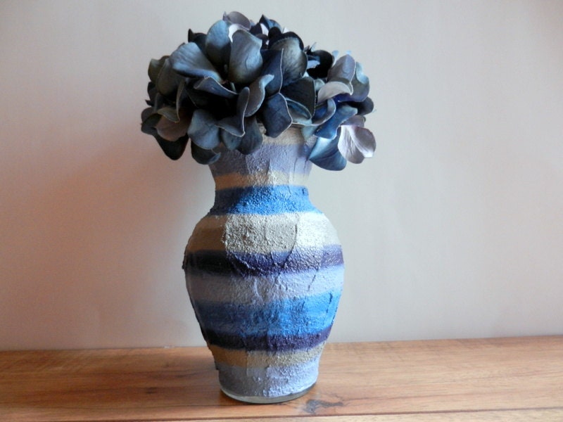 Blue and Gray Vase / Housewares / Blue home decor / Blue and grey vases