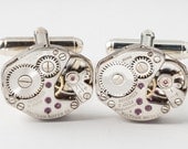 Steampunk cufflinks vintage watch movements gears wedding anniversary groom gift silver Industrial men jewelry by Steampunk Nation 1991