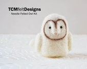 Owl Needle Felting Kit, complete bird wool fiber kit for beginners