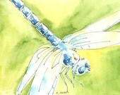 Dragonfly Original Watercolor  4 x 6 Art Card, Art Online