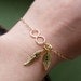 Gold Infinity Bracelet with Initial Charms - Personalized Leaf and Feather - Gift For Her - Monogram Chain Bracelet