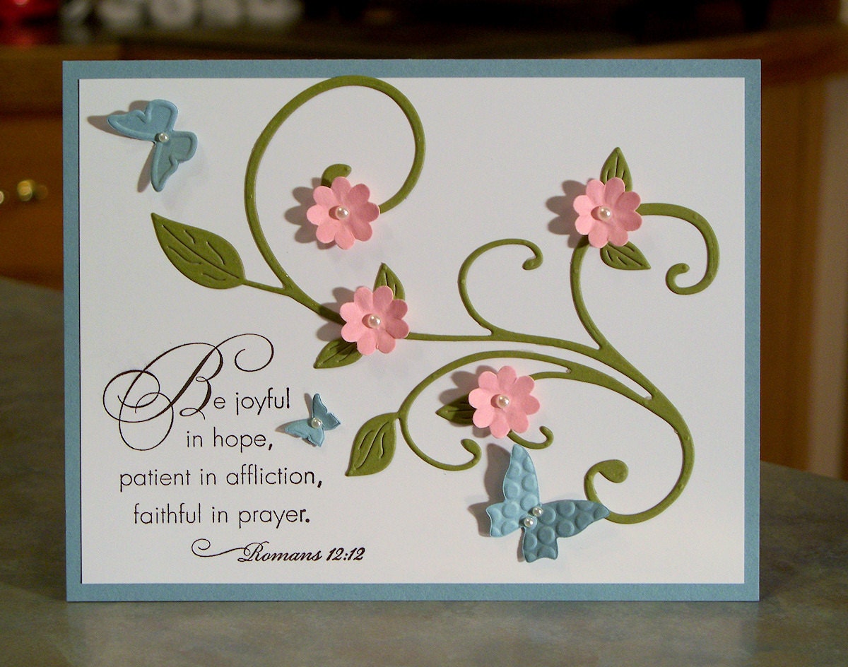 Scripture Card with Die Cut Butterflies, Stampin Up Elegant Inspirations
