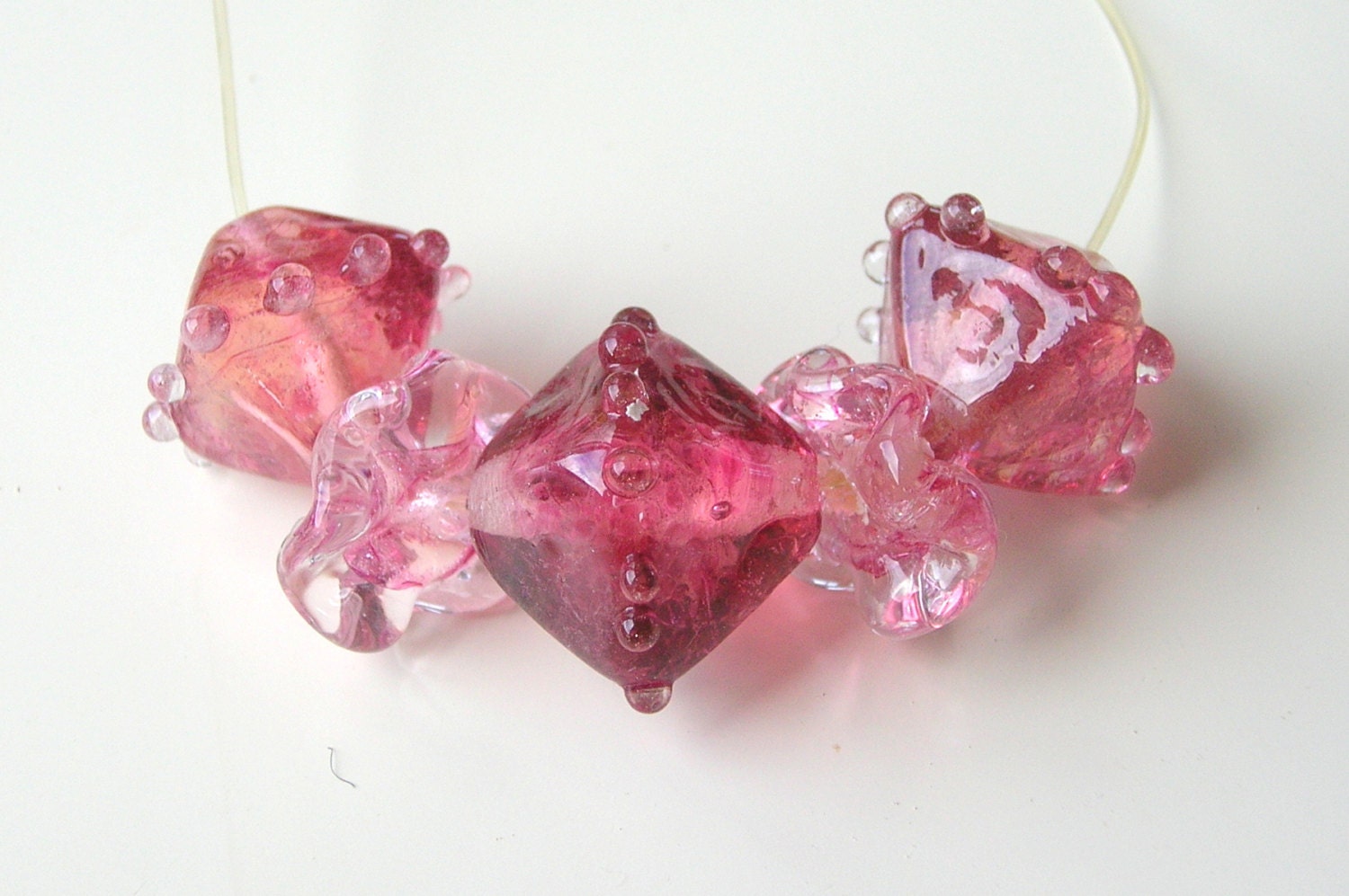 Lampwork Beads Chrystal Fuchsia Candy Beads Handmade Jewelry Supplies
