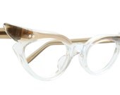 Taupe And Crystal Cat Eye Glasses by Frame France
