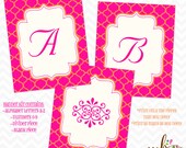 Hot Pink with Orange Quatrefoil Banner Kit- Instant Download