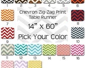 FREE U.S. Shipping - Chevron Zig Zag Print Table Runner 14x60 inch Single Sided - YOU pick the color.