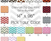 FREE U.S. Shipping - Chevron Zig Zag Print Table Runner 14x96 inch Single Sided - YOU pick the color.