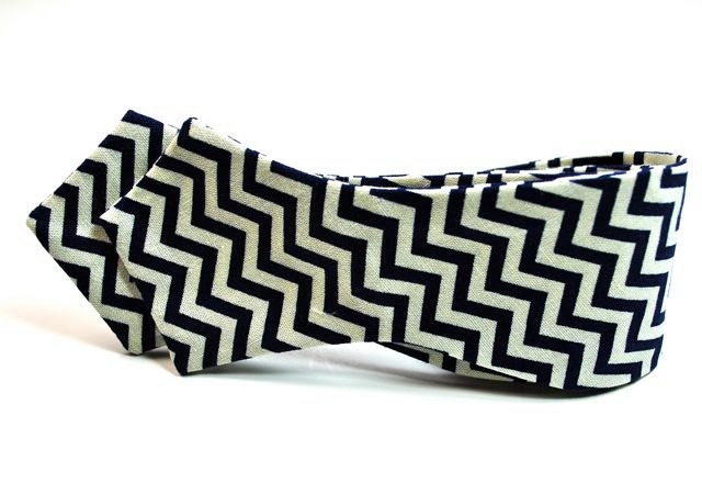 Navy Chevron Freestyle Bow Ties -  Navy Bow Tie, Navy and Whitel Bow Ties, Boys Bow Ties, Custom Bow Ties, Cotton Bow Ties