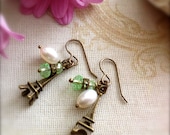 Eiffel Tower Earrings with Freshwater Pearls Paris Earrings