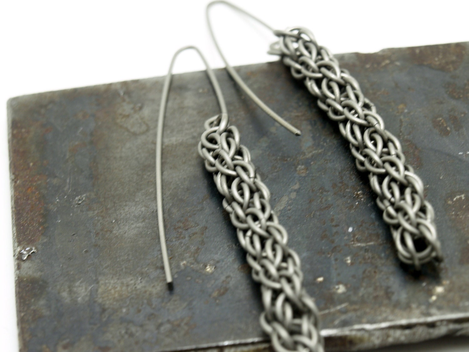 Titanium Candy Cane Cord Spiral Chain Earrings