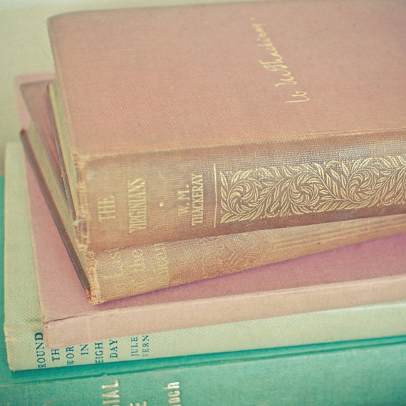 Book Lover - Book photography, literature art, gift for writer, vintage style, pastel wall art, pink, mint green 8x8 Print