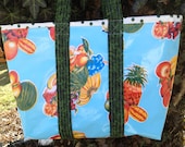funky Carribean retro large oilcloth tote bag