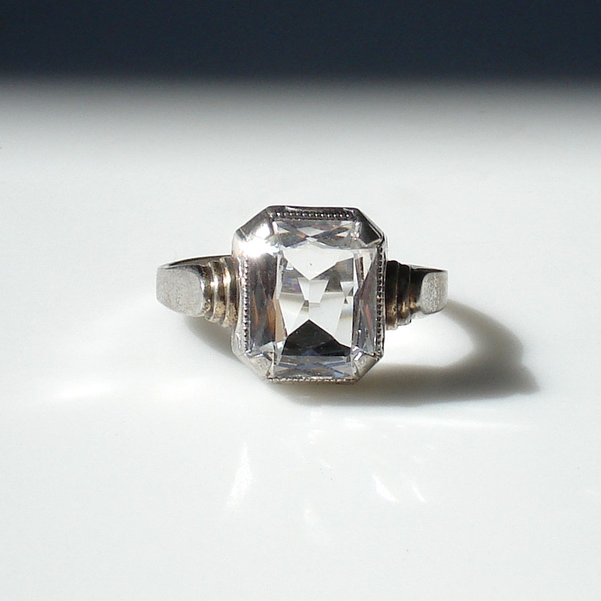 Art Deco Sterling Silver - Brilliant Cut Stone/ Ostby & Barton