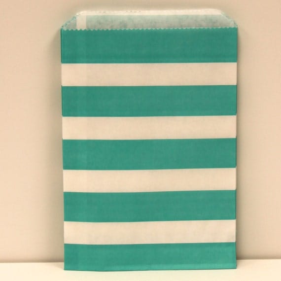 Aqua Sailor Striped Favor Bags - Candy Buffet - Wedding - Birthday - Bridal - Baby Shower, Dr. Seuss party