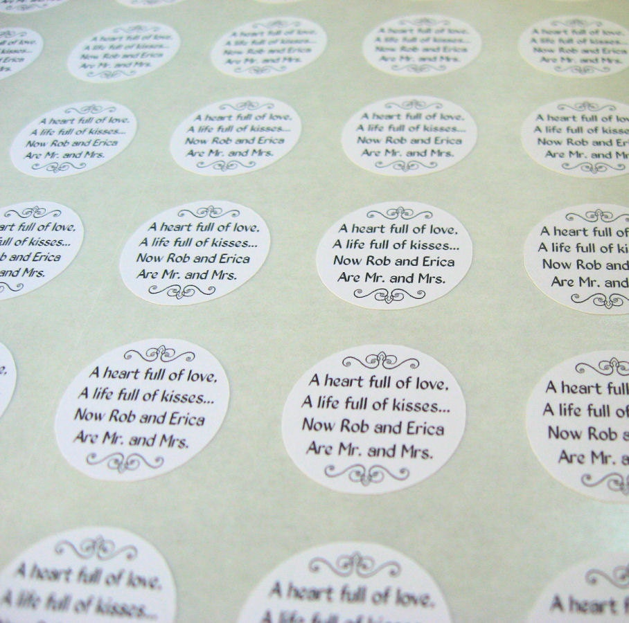 Mr. and Mrs. Kisses Stickers Personalized Wedding Hershey Labels Favors
