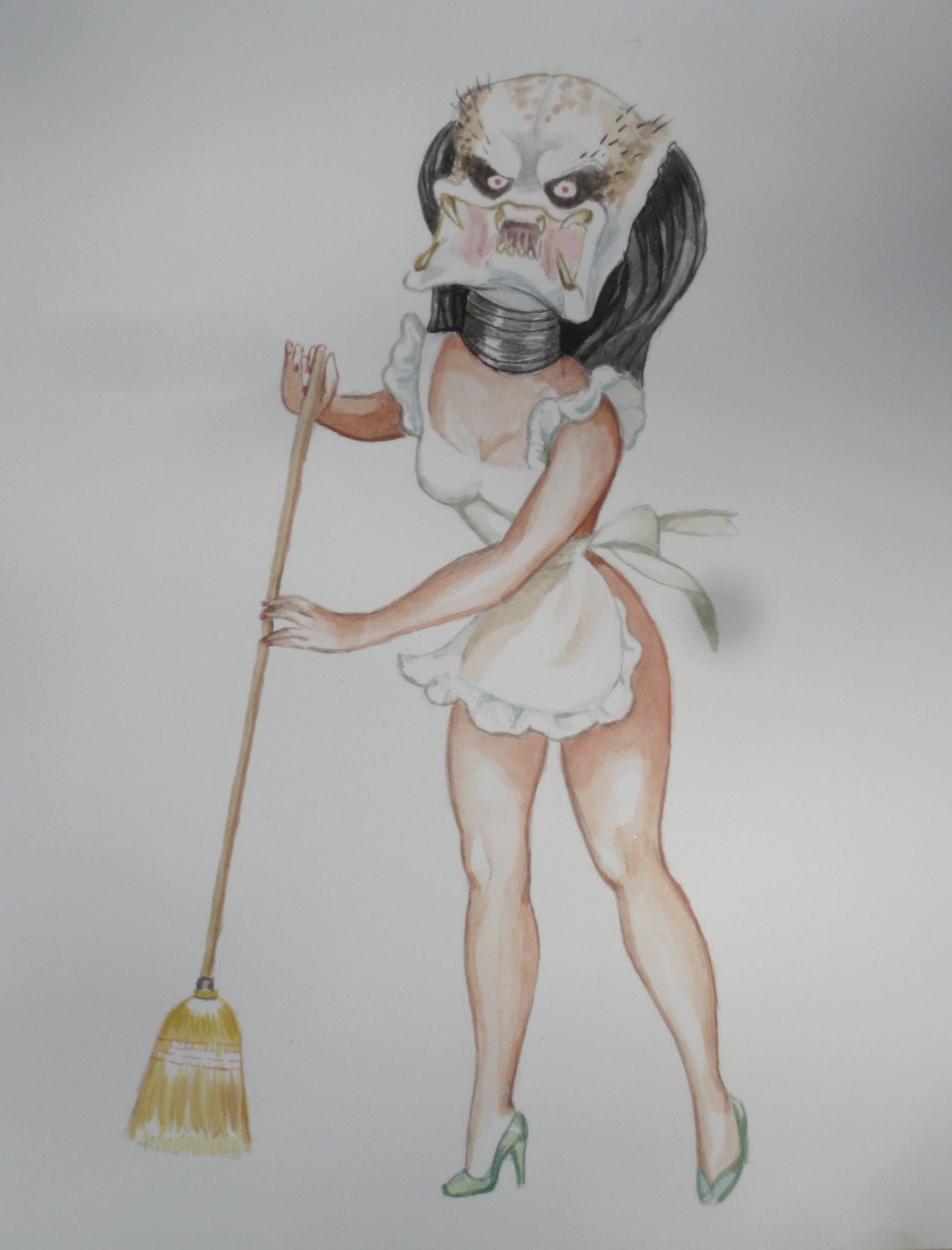 sexy Predator sweeping the floor