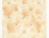 Saltine Cracker - ORIGINAL Colored Pencil Drawing - Square Food Art - Snack Cracker Biscuit -  Realistic Food Drawing