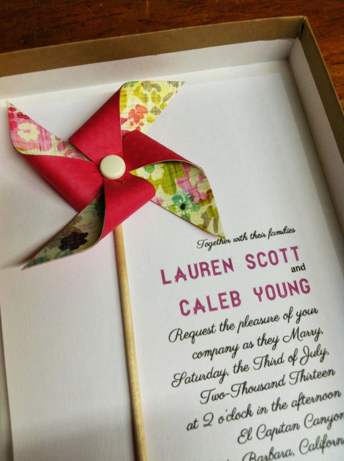 Boxed Wedding Invitation Custom Pinwheel by Rule42