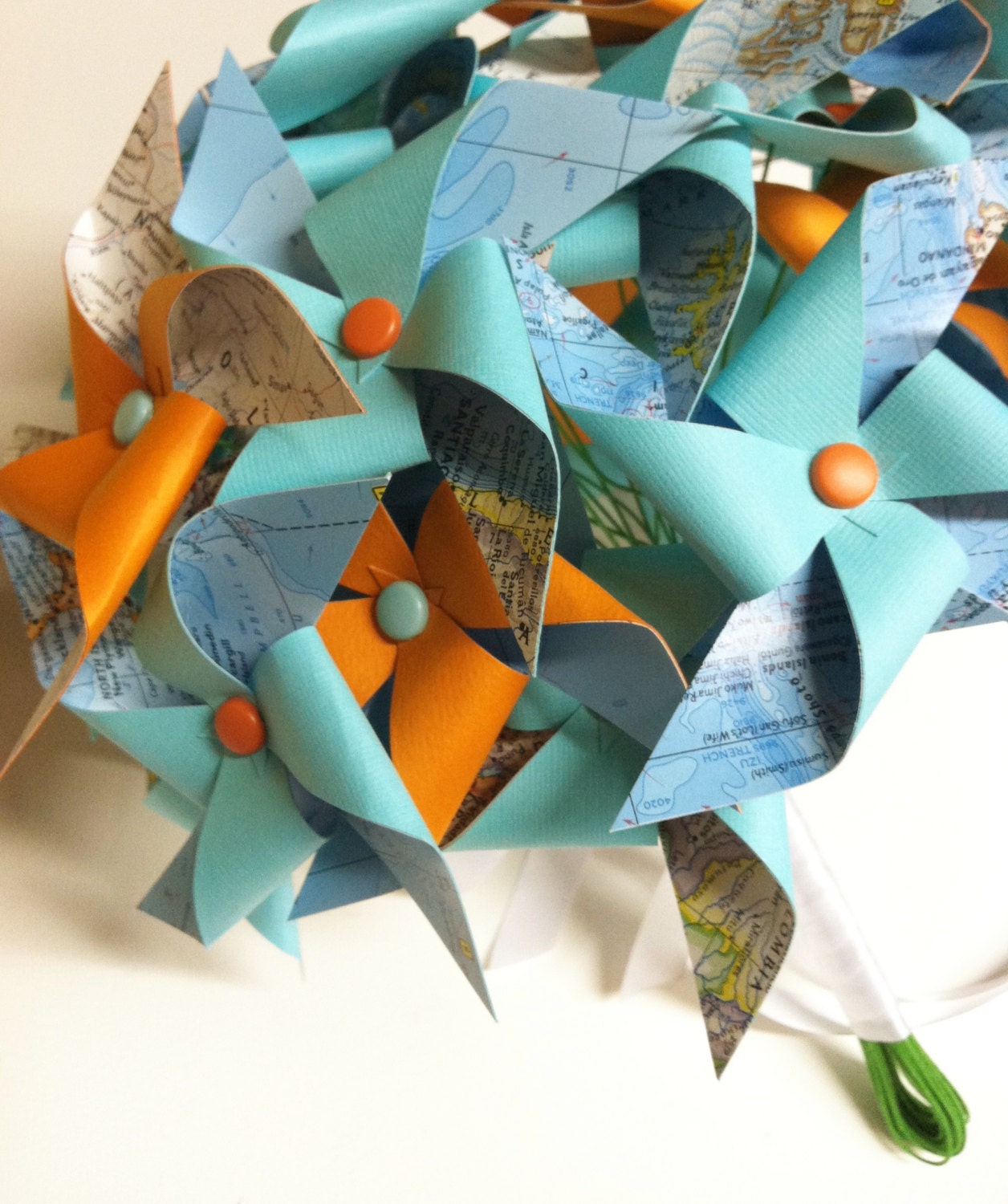 Vintage Atlas Pinwheel Bridal Bouquet by Rule42