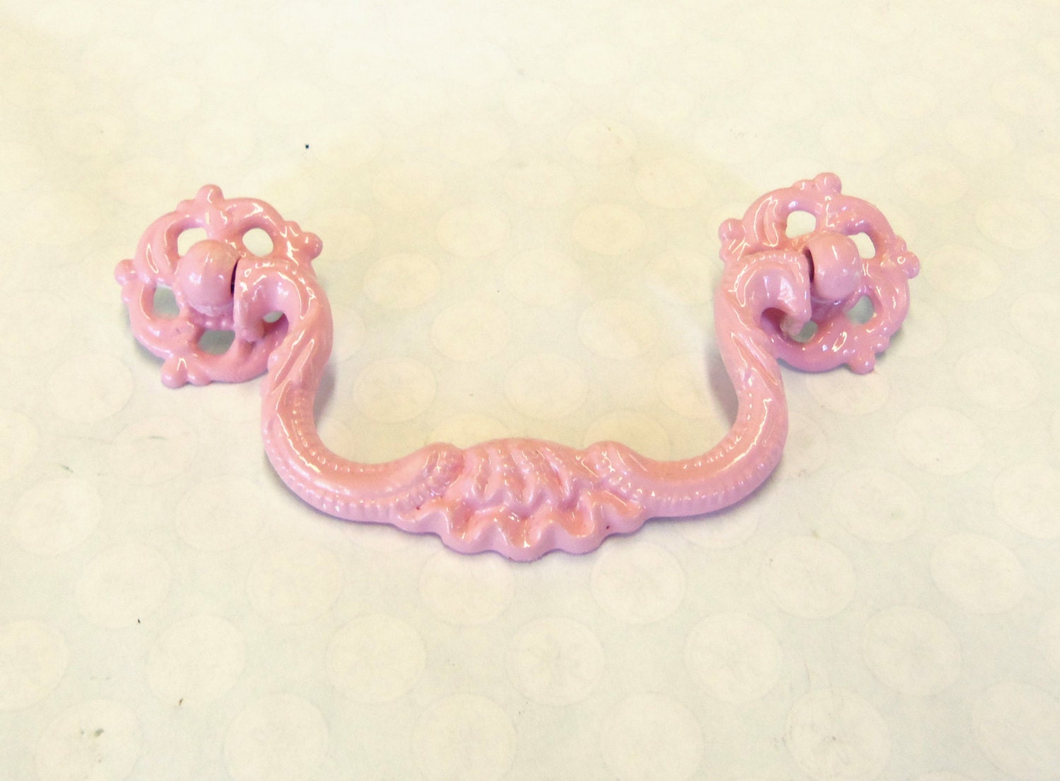 Ornate Shabby Styled Drawer Pull Pink Bail Pull Made to Order More Colors Quantity Available 3.5 Inch Centers