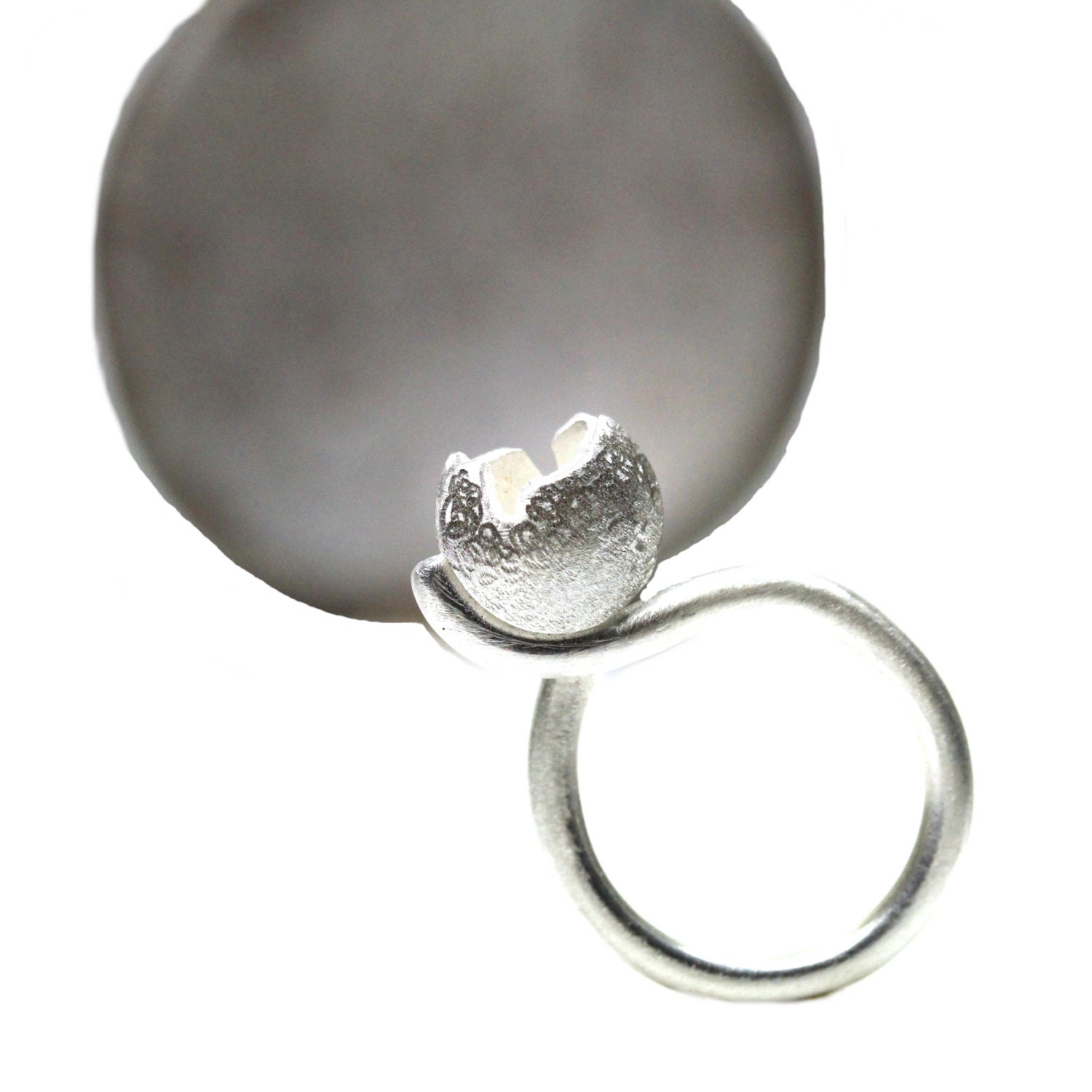 Unique Vessel Sterling Silver Ring - Broken Open