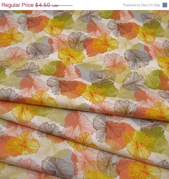 MEMORIAL WEEKEND SALE Bryant Park Orange Faded Floral - 1/2 Yd