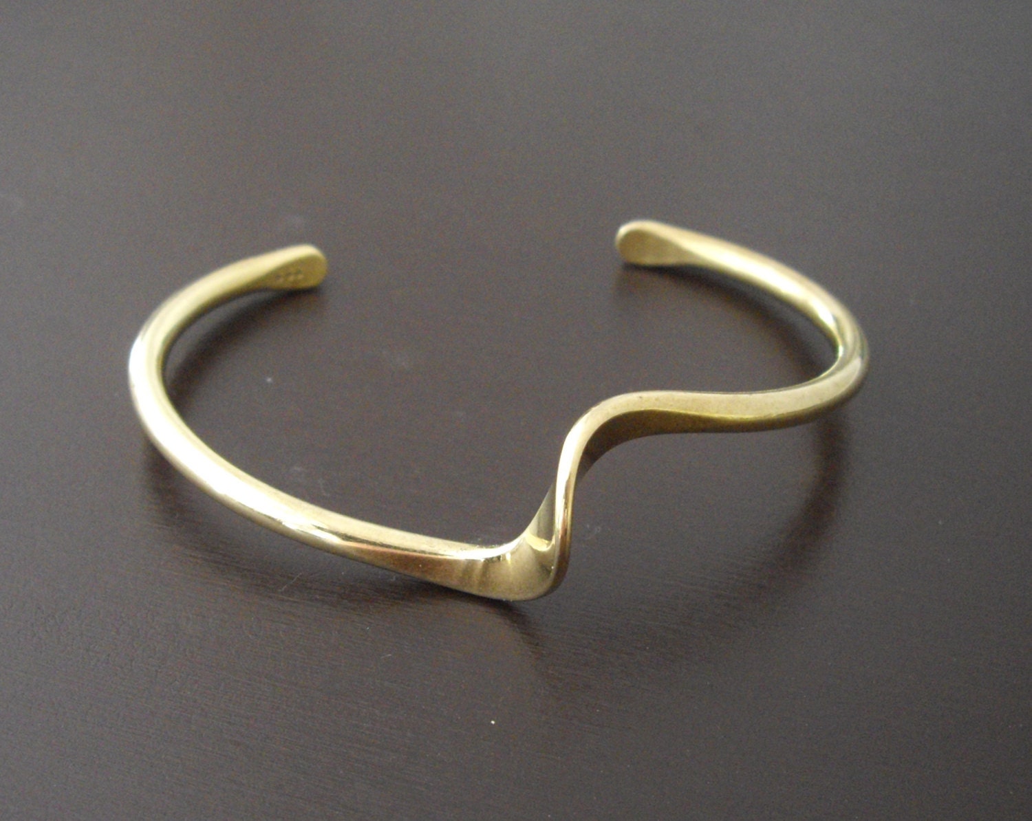 Vintage Bent Brass Bracelet, Brass Wire Bracelet, Curved Brass Bracelet