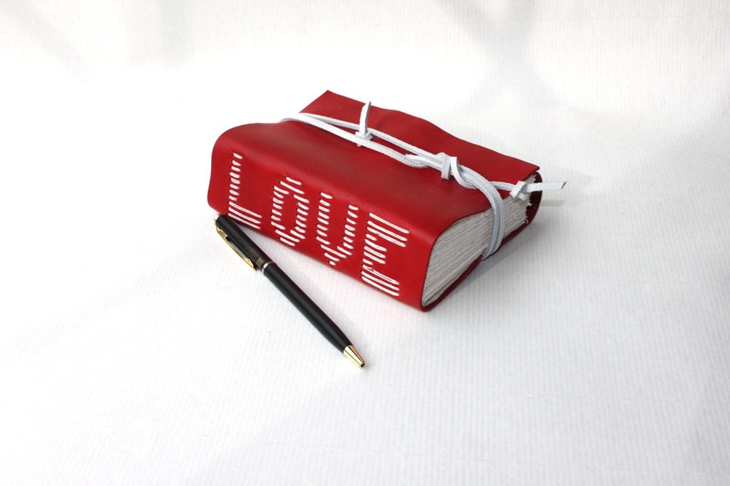 LOVE - Unique Handmade Leather Guest Book by Wee Bindery