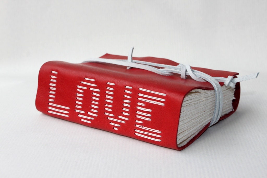 LOVE - Unique Handmade Leather Guest Book by Wee Bindery