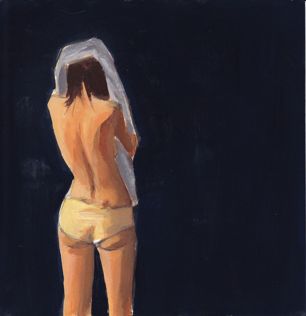 August Bath . extra large giclee art print poster of acrylic painting