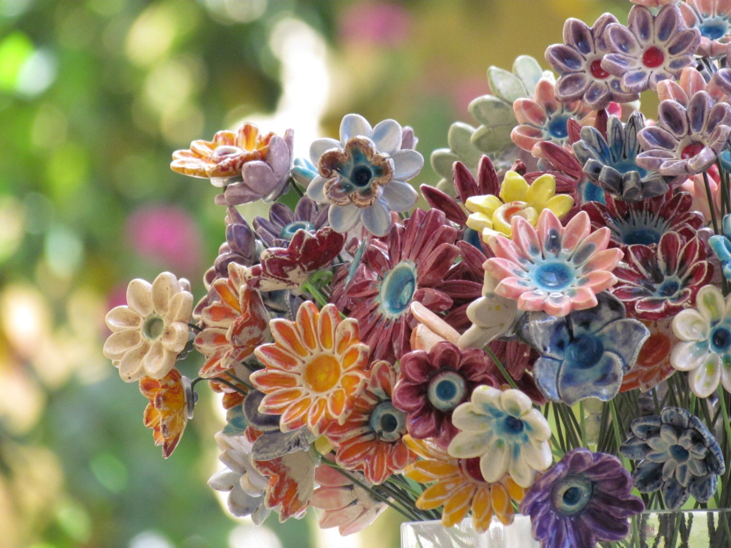 Wedding decoration  Wedding centerpiece Party decoration Shabby chic Ceramic colorful bouquet  Home decoration (set of 24)