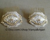 Small Bridal Hair Combs - duet, Wedding combs with crystals, Crystal hair-comb, Silver hair combs, Special occasion hair pieces