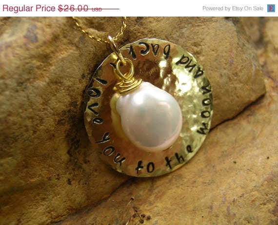 ON SALE Hand Stamped "I Love You To The Moon And Back" Necklace