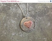 ON SALE Graduation Necklace Silver and Copper Heart Charm