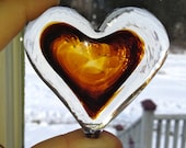 Hand Blown Art Glass Color Heart Paperweight