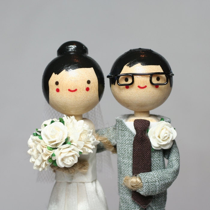 Custom Wedding Cake Topper with STANDARD LONG DRESS