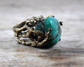 SAMPLE SALE - Reef ring in brass and Amazonite - One of a kind