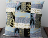 Hand Printed Quilted Pillow in Geo, Byzantine, Mountain and Tiger Paw Prints