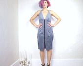 20% OFF VACATION SALE 90s Grey Ultrasuede Corset Frederick's of Hollywood Dress (M)